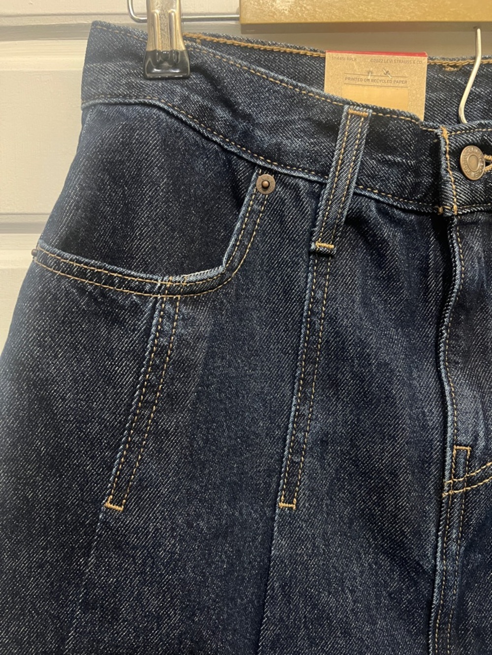 Levi's Dark Blue Paneled Denim Mini Skirt - Picture 2 of 9